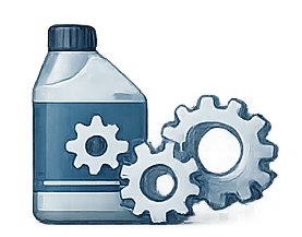 Icono de lubricante con engranajes para productos de transmisión